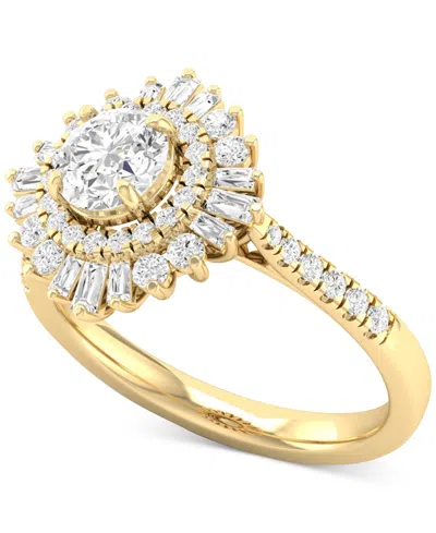 Macy's Diamond Round Double Halo Engagement Ring (1-1/2 Ct. T.w.) In 14k Gold In Yellow Gold
