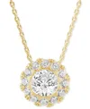 Shop Macy's Diamond Round Halo 18" Pendant Necklace (3/4 Ct. T.w.) In 14k Gold In Yellow Gold