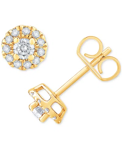 Macy's Diamond Round Halo Stud Earrings (1/3 Ct. T.w.) In 14k White Gold Or 14k Gold In Yellow Gold