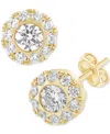 Macy's Diamond Round Halo Stud Earrings (3/4 Ct. T.w.) In 14k Gold In Yellow Gold