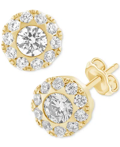 Macy's Diamond Round Halo Stud Earrings (3/4 Ct. T.w.) In 14k Gold In Yellow Gold