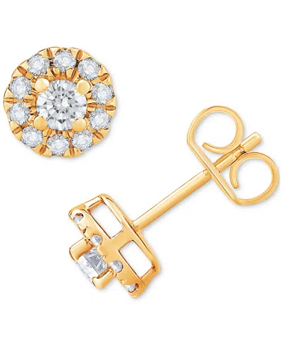 Macy's Diamond Round Halo Stud Earrings (1/2 Ct. T.w.) In 14k White Gold Or 14k Gold In Yellow Gold