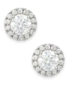 Macy's Diamond Round Halo Stud Earrings In 14k White Gold 1 3 1 Ct. T.w. In Silver