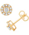 Macy's Diamond Round Halo Stud Earrings In 14k White Gold (1 Ct. T.w.) In Yellow Gold