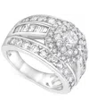 Macy's Diamond Round Multirow Cluster Ring (3 Ct. T.w.) In 14k White Gold In White Gold
