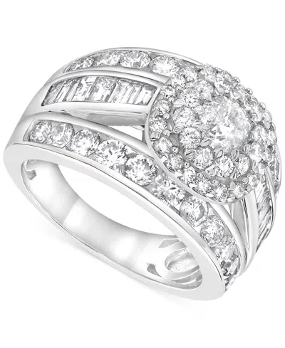 Macy's Diamond Round Multirow Cluster Ring (3 Ct. T.w.) In 14k White Gold