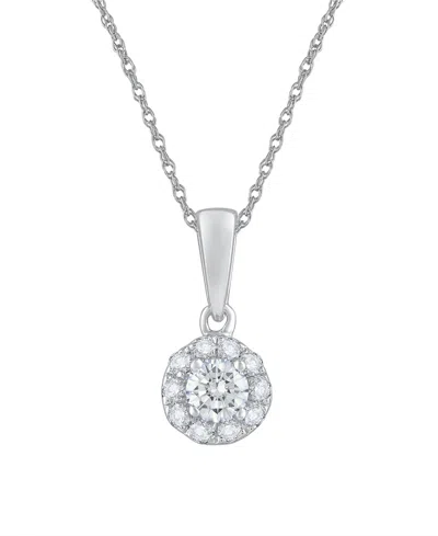 Macy's Diamond Round Shape Halo Pendant Necklace (1/4 Ct. T.w.) In 10k White Gold In Silver