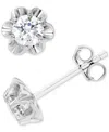 Macy's Diamond Scallop Edge Stud Earrings (1/2 Ct. T.w.) In 14k Gold In White Gold