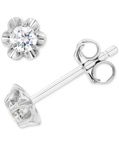 Macy's Diamond Scallop Edge Stud Earrings (1/4 Ct. T.w.) In 14k White Gold
