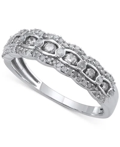 Macy's Diamond Scalloped Edge Band (1/2 Ct. T.w.) In 14k White Gold