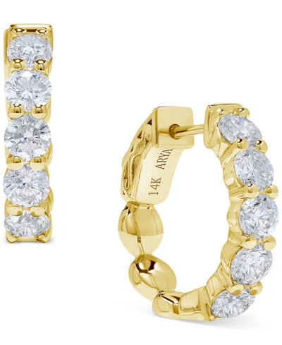 Macy's Diamond Scalloped Hoop Earrings (2 Ct. T.w.) In 14k White Or Yellow Gold