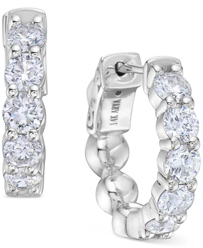 Macy's Diamond Scalloped Hoop Earrings (2 Ct. T.w.) In 14k White Or Yellow Gold In White Gold