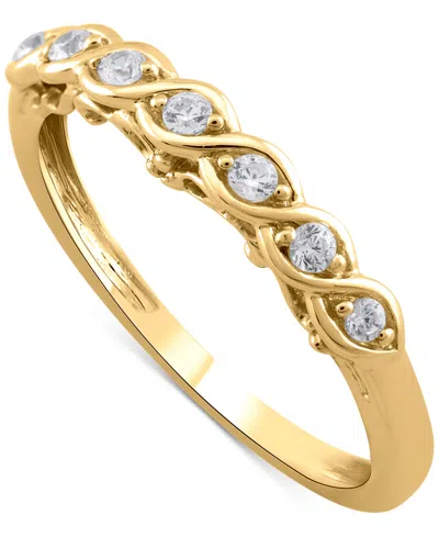 Macy's Diamond Seven Stone Swirl Band (1/8 Ct. T.w.) In 14k Gold In Yellow Gold