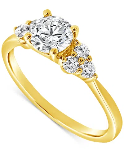 Macy's Diamond Shoulder Cluster Engagement Ring (1 Ct. T.w.) In 14k Gold In Yellow Gold