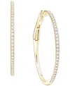 Macy's Diamond Skinny Medium Hoop Earrings (1 Ct.tw.) In 14k Gold In Yellow Gold