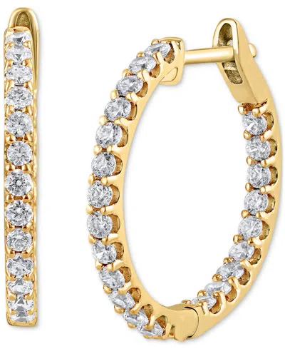 Macy's Diamond Small Hoop Earrings (1 Ct. T.w.) In 14k White Or Yellow Gold