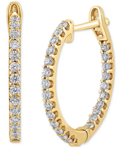 Macy's Diamond Small Hoop Earrings (1/2 Ct. T.w.) In 14k White Or Yellow Gold