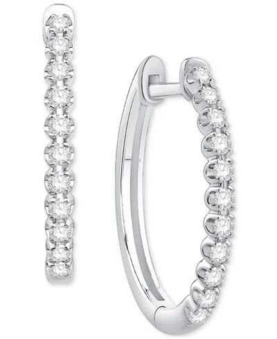 Macy's Diamond Small Hoop Earrings (1/3 Ct. T.w.) In 10k White Gold Or 10k Yellow Gold