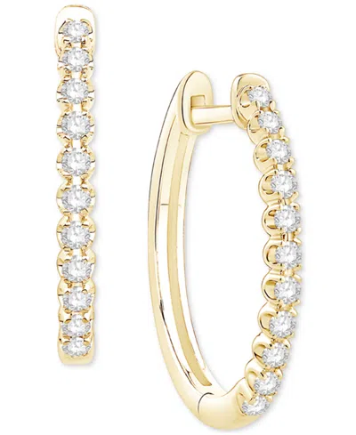 Macy's Diamond Small Hoop Earrings (1/3 Ct. T.w.) In 10k White Gold Or 10k Yellow Gold