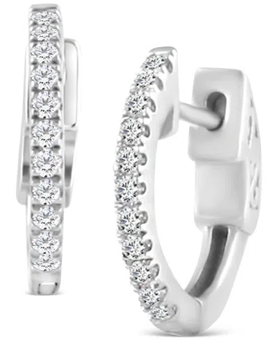 Macy's Diamond Small Hoop Earrings (1/4 Ct. T.w.) In 14k White Gold