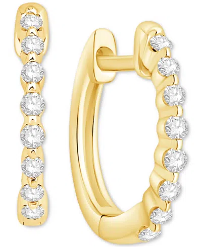 Macy's Diamond Small Hoop Earrings (1/6 Ct. T.w.) In 14k Gold
