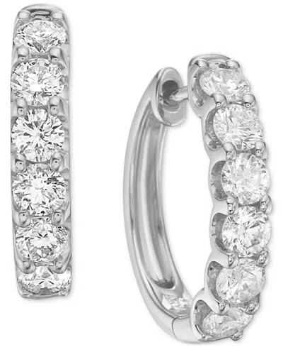 Macy's Diamond Small Hoop Earrings (2 Ct. T.w.) In White Gold