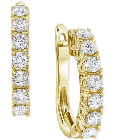 Macy's Diamond Small Huggie Hoop Earrings (1 Ct. T.w.) In 14k White Or Yellow Gold
