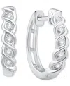 Macy's Diamond Small Huggie Hoop Earrings (1/10 Ct. T.w.) In 10k White Gold In White Gold