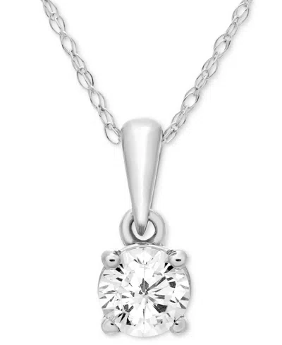 Macy's Diamond Solitaire 18" Pendant Necklace (1/3 Ct. T.w.) In 14k Gold In White Gold
