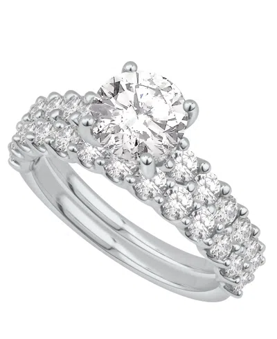 Macy's Diamond Solitaire Plus Ring (3 Ct. T.w.) In 14k White Gold In Silver