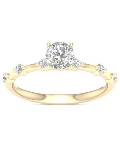Macy's Diamond Solitaire Studded Engagement Ring (3/4 Ct. T.w.) In 14k Gold In Yellow Gold