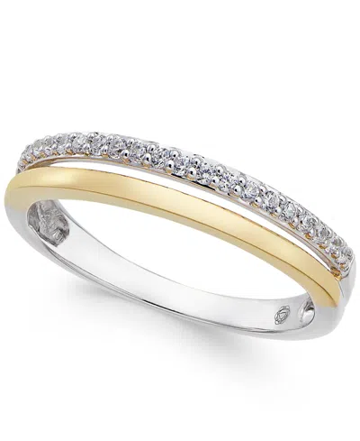 Macy's Diamond Split Band (1/8 Ct. T.w.) In 14k White And Rose Gold, 14k White And Yellow Gold Or 14k White In White Gold,yellow Gold