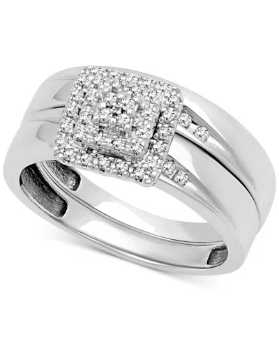 Macy's Diamond Square Cluster Bridal Set (1/4 Ct. T.w.) In 14k White Gold