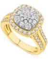Macy's Diamond Square Cluster Engagement Ring (1-1/2 Ct. T.w.) In 14k Gold In Two-tone