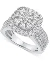 Macy's Diamond Square Cluster Engagement Ring (2 Ct. T.w.) In 14k White Gold In White Gold