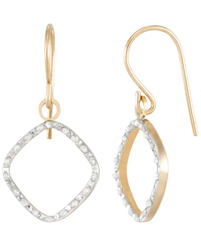 Macy's Diamond Square Fishhook Drop Earrings (0.01 Ct. T.w.) In 10k Yellow Gold