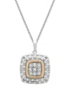 Macy's Diamond Square Halo Cluster 18" Pendant Necklace (1/4 Ct. T.w.) In Sterling Silver & Gold-plate, Exc In Sterling Silver  Gold-plate