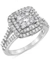 Macy's Diamond Halo Cluster Engagement Ring (1 Ct. T.w.) In 14k White Gold In White Gold