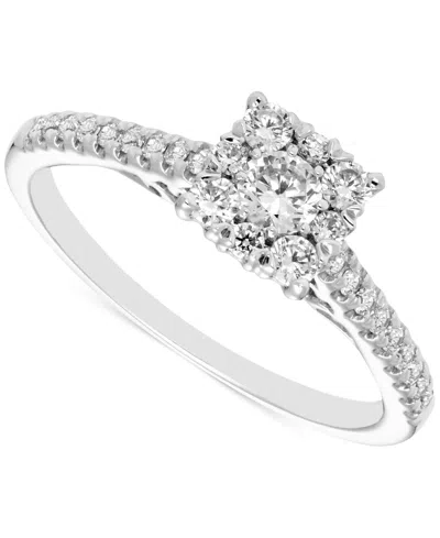Macy's Diamond Square Halo Engagement Ring (1/2 Ct. T.w.) In 14k White Gold
