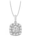 Macy's Diamond Square Halo Pendant Necklace (3/4 Ct. T.w.) In 14k White Gold In Metallic