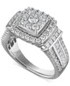 Macy's Diamond Square Shaped Halo Cluster Engagement Ring (1-1/2 Ct. T.w.) In 14k White Gold In Gold