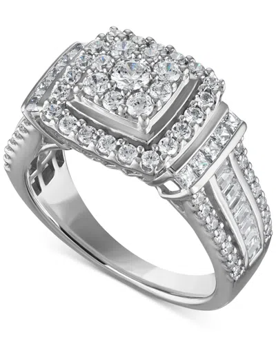 Macy's Diamond Square Shaped Halo Cluster Engagement Ring (1-1/2 Ct. T.w.) In 14k White Gold