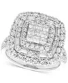 Macy's Diamond Square Shaped Halo Cluster Engagement Ring (2 Ct. T.w.) In 14k White Gold In White Gold