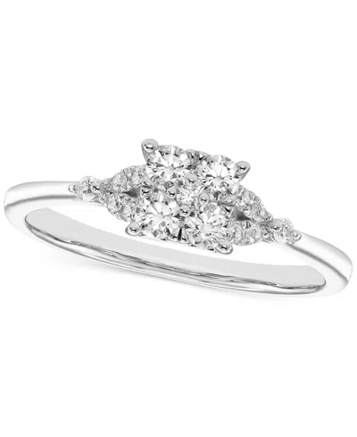 Macy's Diamond Squared Cluster Engagement Ring (1/3 Ct. T.w.) In 14k White Gold