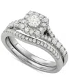Macy's Diamond Squared Halo Bridal Set Ring (1 Ct. T.w.) In 14k White Gold In White Gold