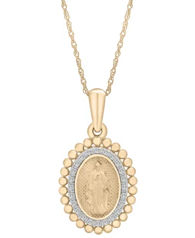 Macy's Diamond Blessed Mother Pendant 18" Necklace (1/10 Ct. T.w.) In 10k Gold, Exclusively At  In Yellow Gold