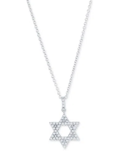 Macy's Diamond Star Of David Pendant Necklace (1/4 Ct. T.w.) In 14k White Or Yellow Gold, 16" + 2" Extender In White Gold