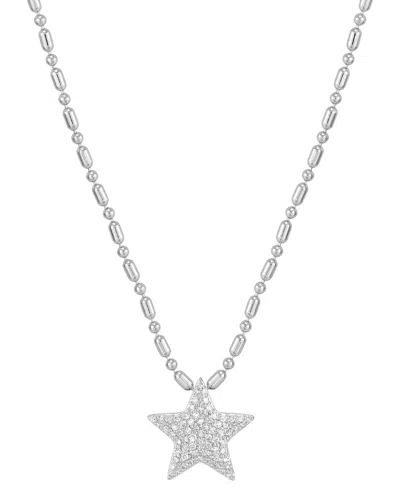 Macy's Diamond Star Pendant Necklace (1/4 Ct. T.w.) In Sterling Silver In Metallic