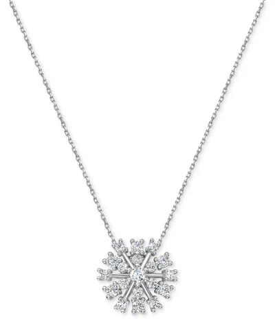 Macy's Diamond Starburst 18" Pendant Necklace (1/2 Ct. T.w.) In Sterling Silver