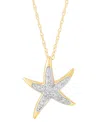 Macy's Diamond Starfish 18" Pendant Necklace (1/10 Ct. T.w.) In 10k Gold In Yellow Gold